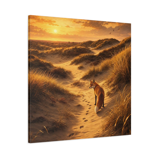 Main Mockup. Animals Fox Orange And Gold shown as stretched canvas wall art