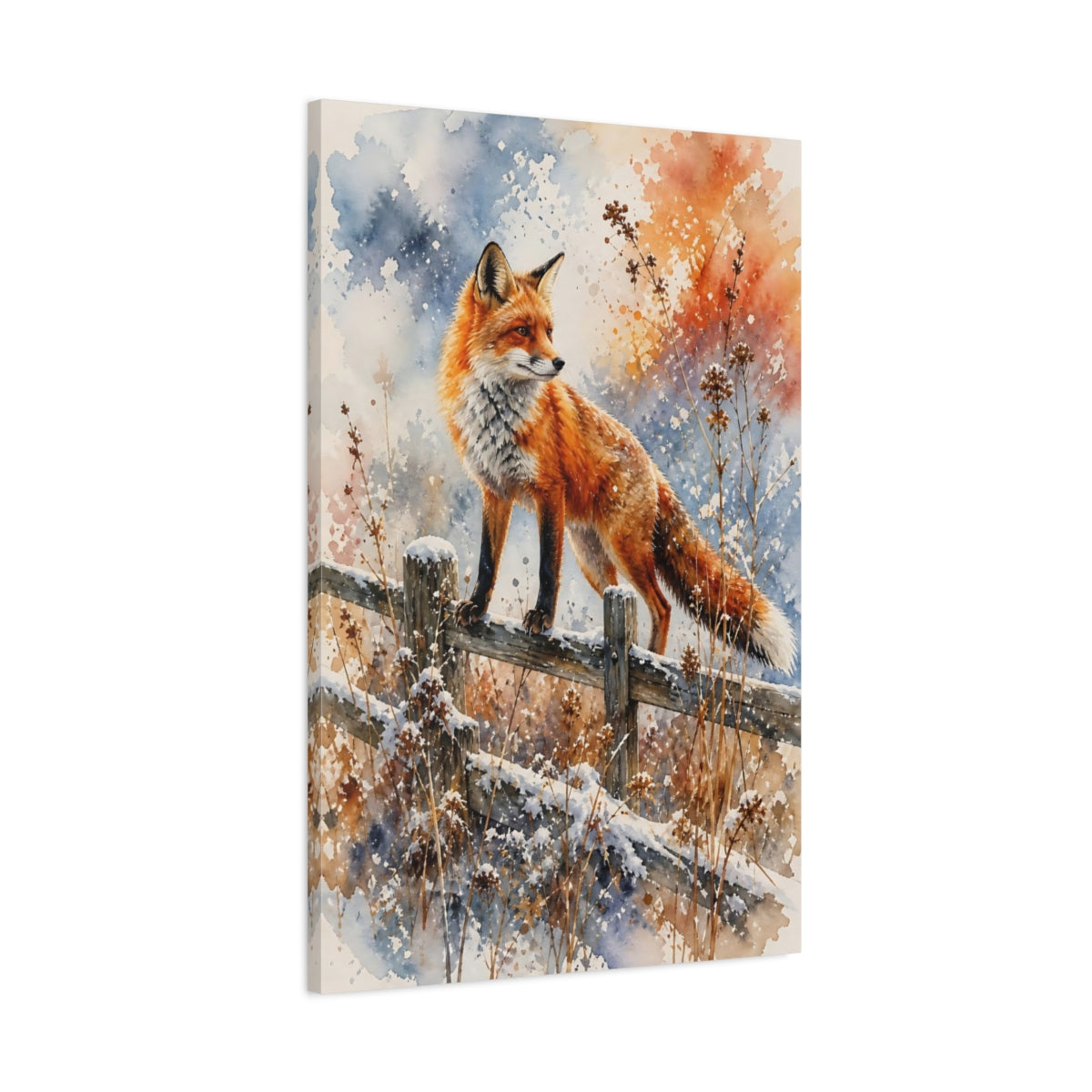 Main Mockup. Animals Fox Orange Fox Winter shown as stretched canvas wall art