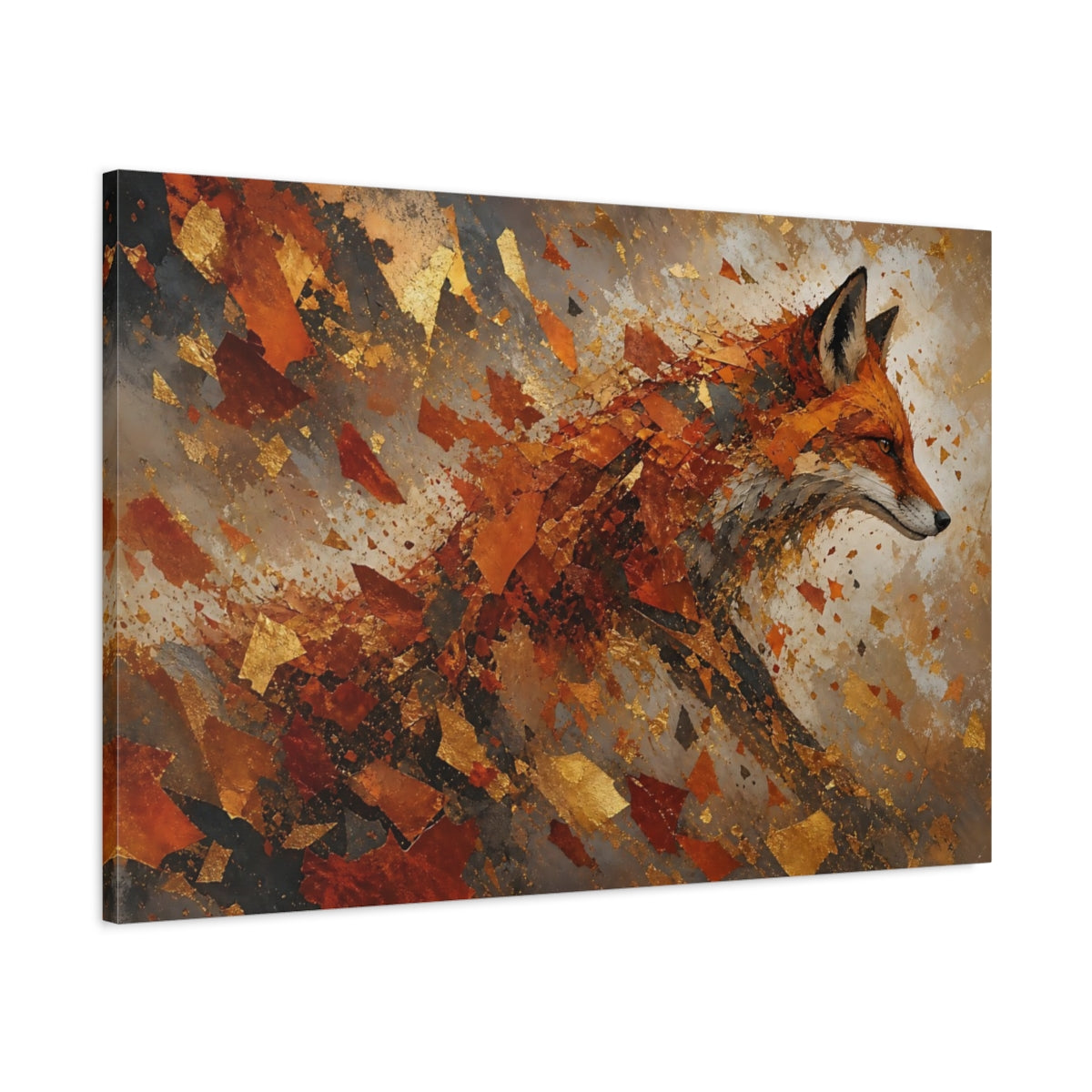 Main Mockup. Animals Fox Orange Gold Fox shown as stretched canvas wall art