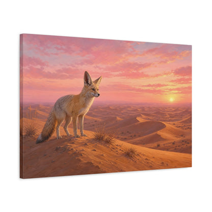 Side Mockup 2. Animals Fox Pink Desert Fox shown as stretched canvas wall art