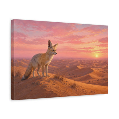 Side Mockup 4. Animals Fox Pink Desert Fox shown as stretched canvas wall art