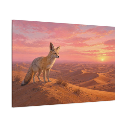Side Mockup 1. Animals Fox Pink Desert Fox shown as stretched canvas wall art