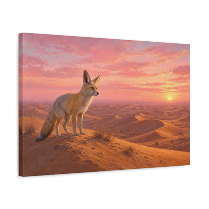 Side Mockup 3. Animals Fox Pink Desert Fox shown as stretched canvas wall art