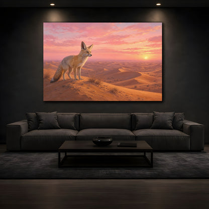 Mockup 3. Animals Fox Pink Desert Fox shown as stretched canvas wall art
