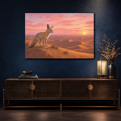 Mockup 4. Animals Fox Pink Desert Fox shown as stretched canvas wall art