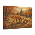 Side Mockup 4. Animals Foxes Autumn Foxes shown as stretched canvas wall art