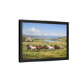 Side Mockup 6. Animals Galloping Horses Green Meadow Horses shown as stretched canvas wall art