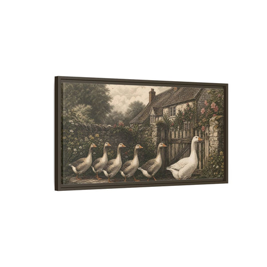 Main Mockup. Animals Geese Country Geese shown as stretched canvas wall art