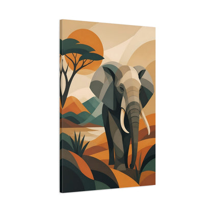 Main Mockup. Animals Geometric Elephant Sunset shown as canvas print