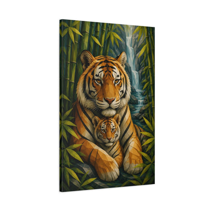 Main Mockup. Animals Geometric Tiger Portrait shown as canvas print