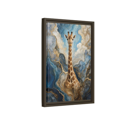 Side Mockup 5. Animals Giraffe Blue Gold Giraffe shown as stretched canvas wall art