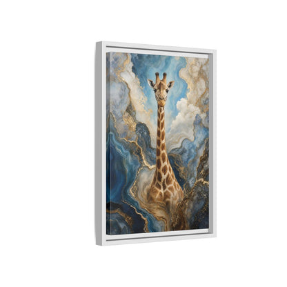 Side Mockup 4. Animals Giraffe Blue Gold Giraffe shown as stretched canvas wall art