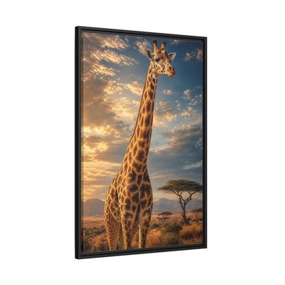Side Mockup 13. Animals Giraffe Brown And Orange shown as stretched canvas wall art