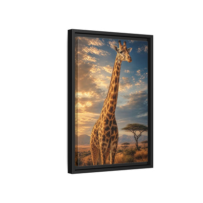 Side Mockup 6. Animals Giraffe Brown And Orange shown as stretched canvas wall art
