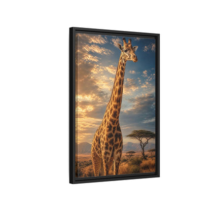 Side Mockup 3. Animals Giraffe Brown And Orange shown as stretched canvas wall art