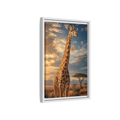 Side Mockup 4. Animals Giraffe Brown And Orange shown as stretched canvas wall art