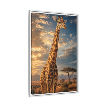 Side Mockup 10. Animals Giraffe Brown And Orange shown as stretched canvas wall art