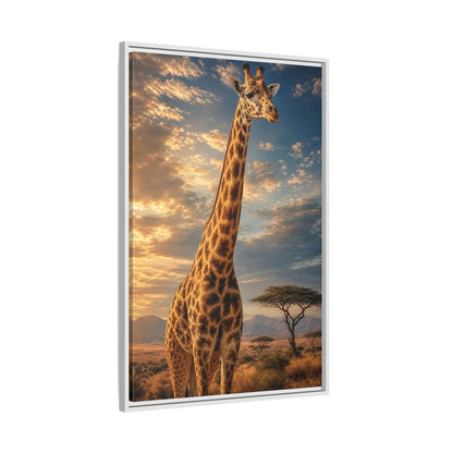 Side Mockup 9. Animals Giraffe Brown And Orange shown as stretched canvas wall art