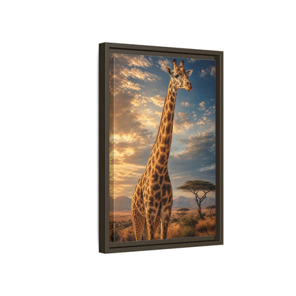 Side Mockup 5. Animals Giraffe Brown And Orange shown as stretched canvas wall art
