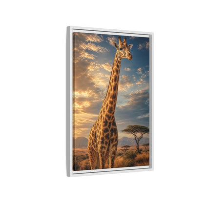 Side Mockup 1. Animals Giraffe Brown And Orange shown as stretched canvas wall art