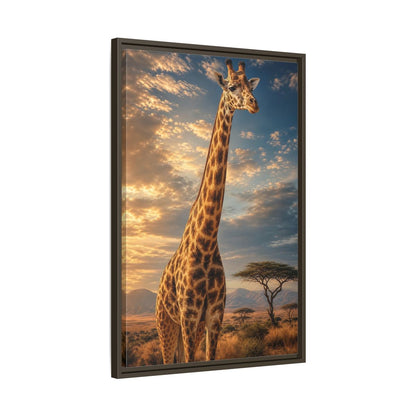 Side Mockup 11. Animals Giraffe Brown And Orange shown as stretched canvas wall art