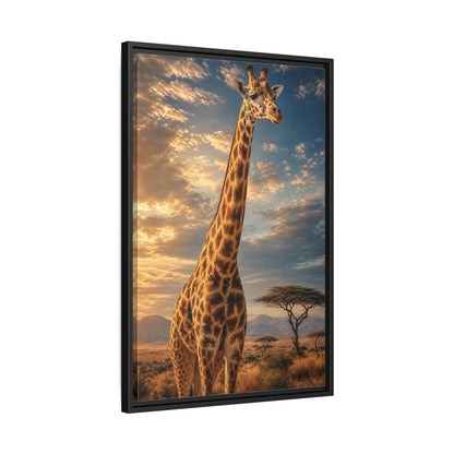 Side Mockup 14. Animals Giraffe Brown And Orange shown as stretched canvas wall art