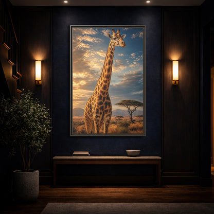 Mockup 4. Animals Giraffe Brown And Orange shown as stretched canvas wall art
