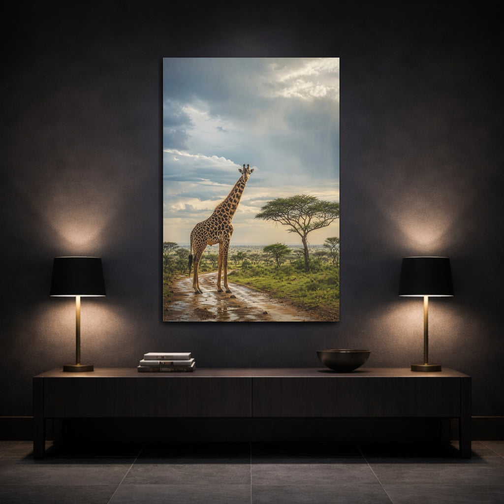 Mockup 3. Animals Giraffe Giraffe Savanna shown as stretched canvas wall art