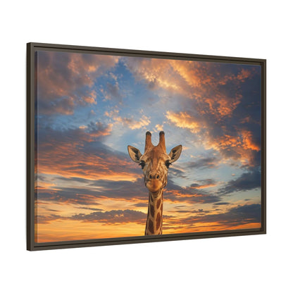 Main Mockup. Animals Giraffe Giraffe Sunset shown as stretched canvas wall art