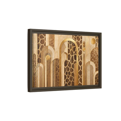 Side Mockup 5. Animals Giraffe Pattern Brown And Gold shown as stretched canvas wall art
