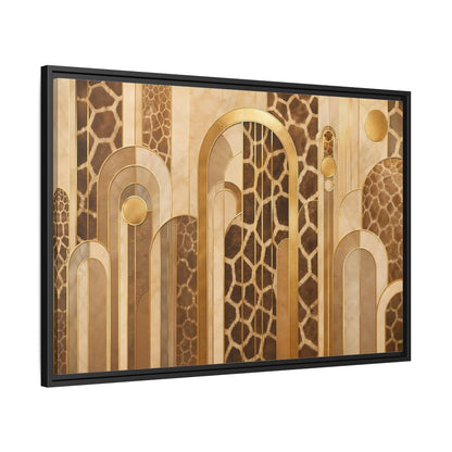 Side Mockup 13. Animals Giraffe Pattern Brown And Gold shown as stretched canvas wall art