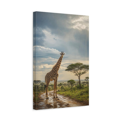 Side Mockup 4. Animals Giraffe Giraffe Savanna shown as stretched canvas wall art