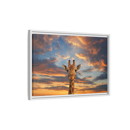 Side Mockup 1. Animals Giraffe Giraffe Sunset shown as stretched canvas wall art