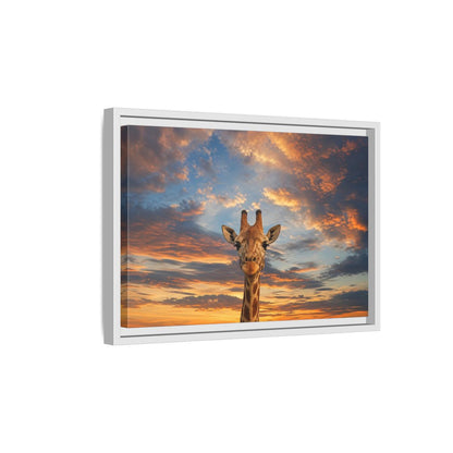 Side Mockup 4. Animals Giraffe Giraffe Sunset shown as stretched canvas wall art
