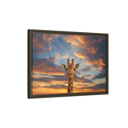 Side Mockup 2. Animals Giraffe Giraffe Sunset shown as stretched canvas wall art