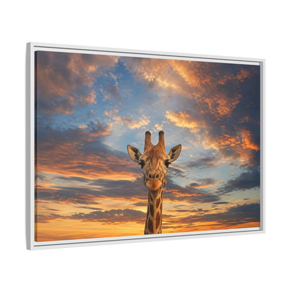Side Mockup 9. Animals Giraffe Giraffe Sunset shown as stretched canvas wall art