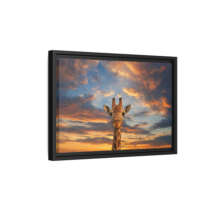 Side Mockup 6. Animals Giraffe Giraffe Sunset shown as stretched canvas wall art