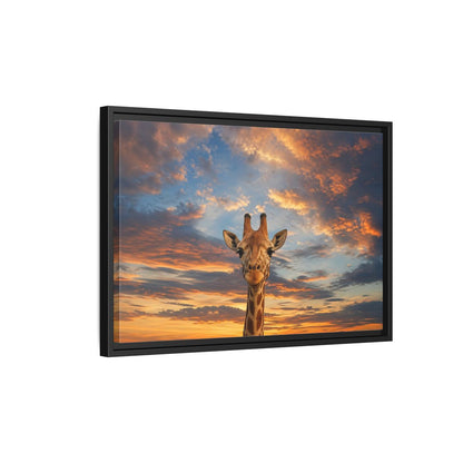 Side Mockup 3. Animals Giraffe Giraffe Sunset shown as stretched canvas wall art