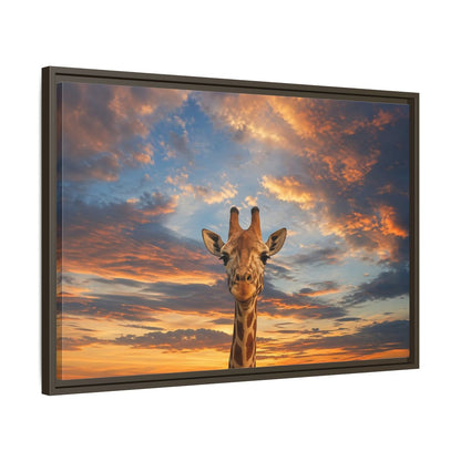 Side Mockup 11. Animals Giraffe Giraffe Sunset shown as stretched canvas wall art