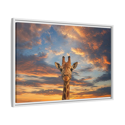Side Mockup 10. Animals Giraffe Giraffe Sunset shown as stretched canvas wall art