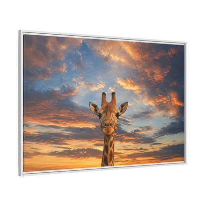 Side Mockup 7. Animals Giraffe Giraffe Sunset shown as stretched canvas wall art