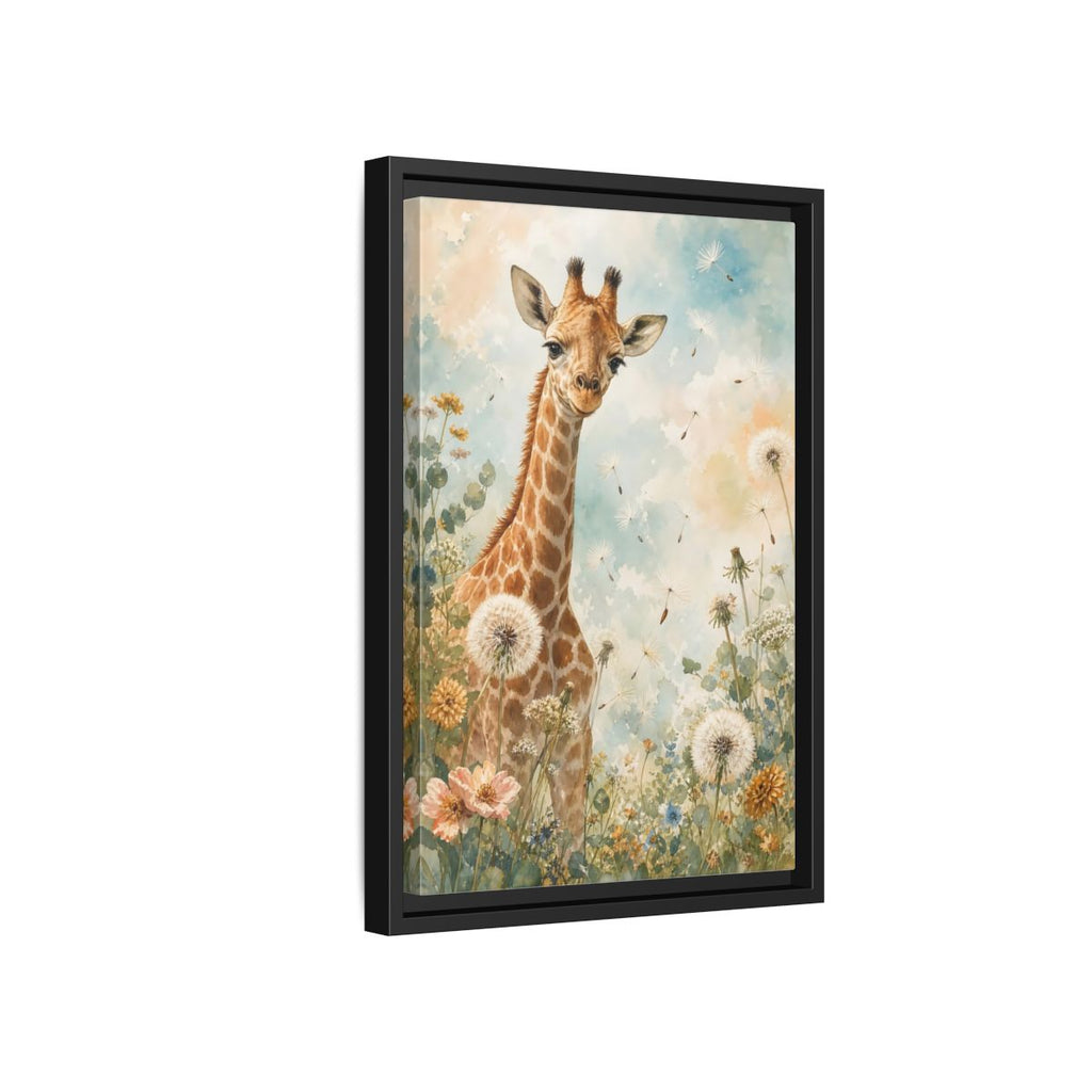 Side Mockup 6. Animals Giraffe Watercolor Giraffe shown as stretched canvas wall art