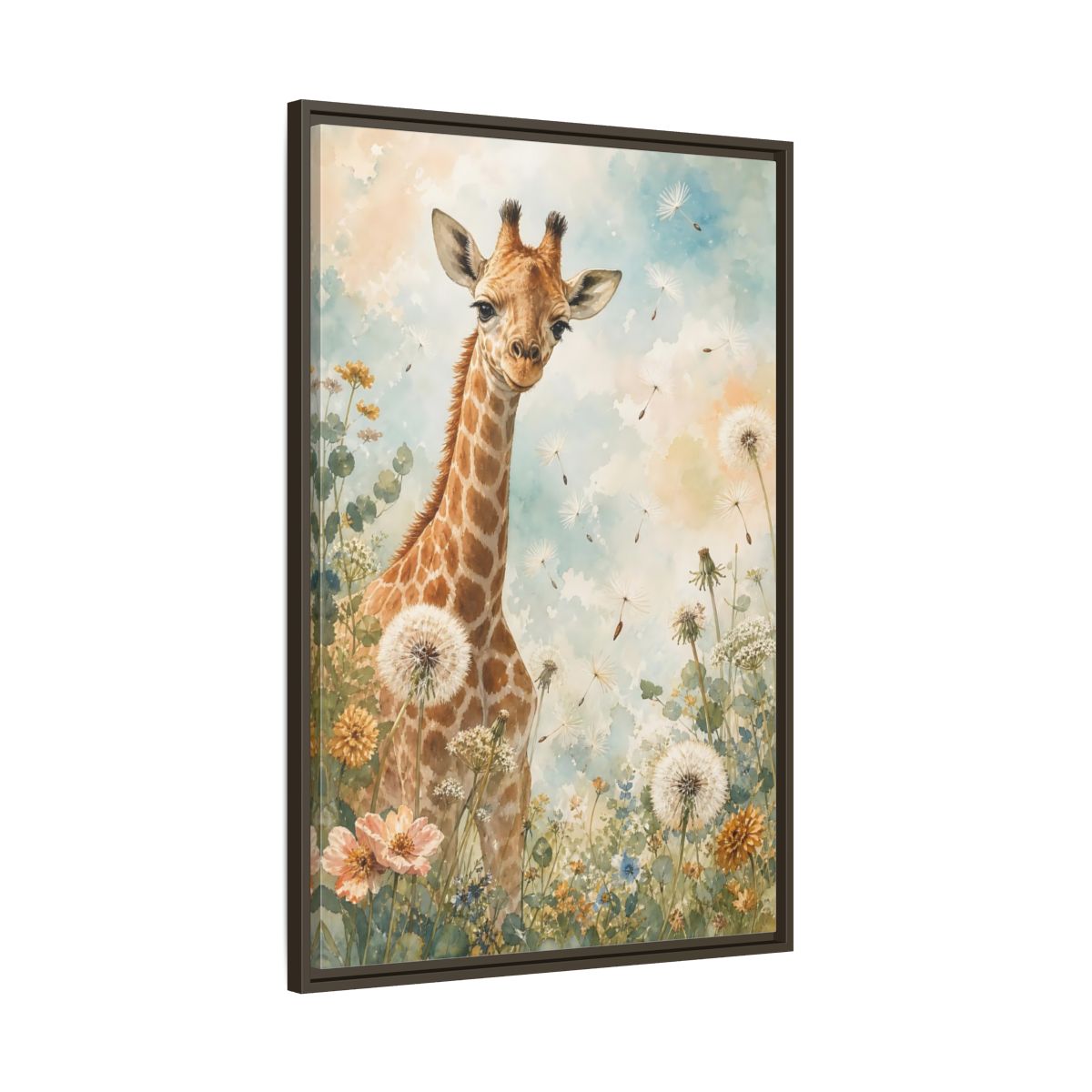 Main Mockup. Animals Giraffe Watercolor Giraffe shown as stretched canvas wall art