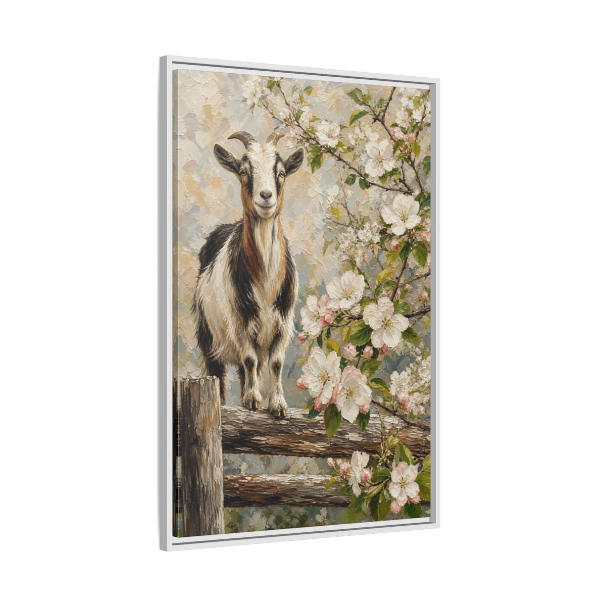 Side Mockup 9. Animals Goat Pastel Goat shown as stretched canvas wall art