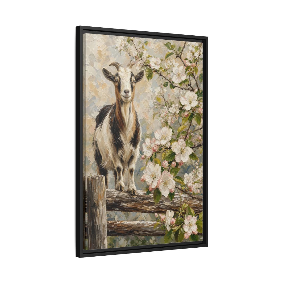 Side Mockup 14. Animals Goat Pastel Goat shown as stretched canvas wall art