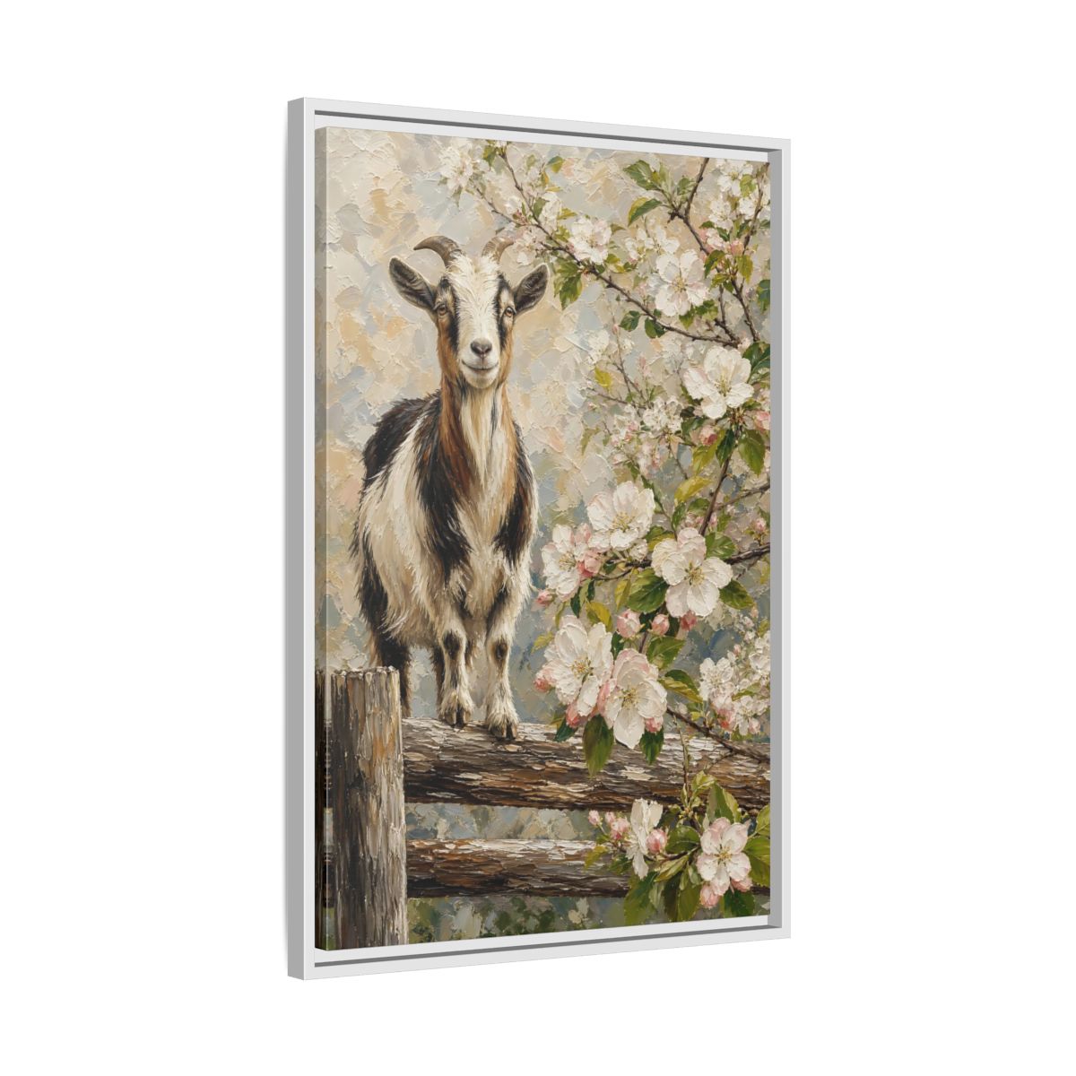Side Mockup 10. Animals Goat Pastel Goat shown as stretched canvas wall art