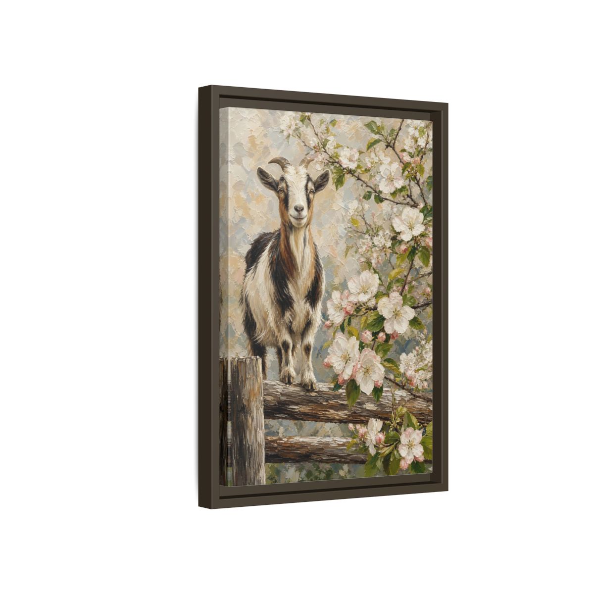 Side Mockup 5. Animals Goat Pastel Goat shown as stretched canvas wall art