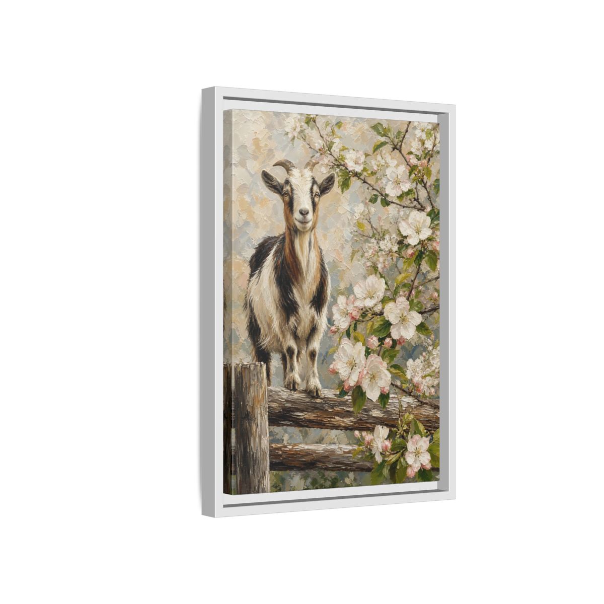 Side Mockup 4. Animals Goat Pastel Goat shown as stretched canvas wall art