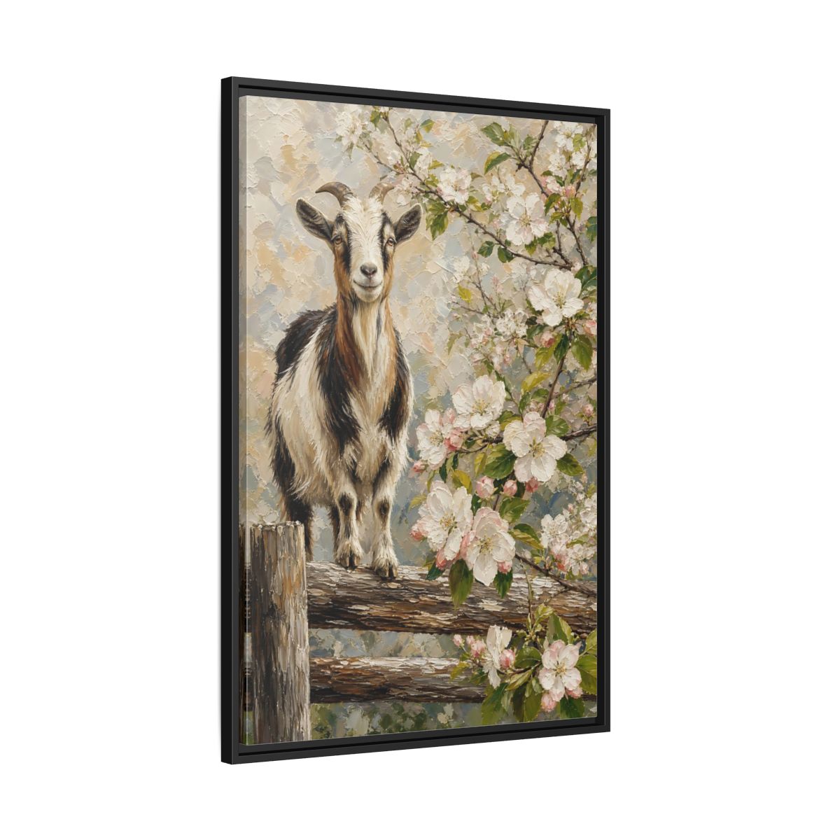 Side Mockup 13. Animals Goat Pastel Goat shown as stretched canvas wall art