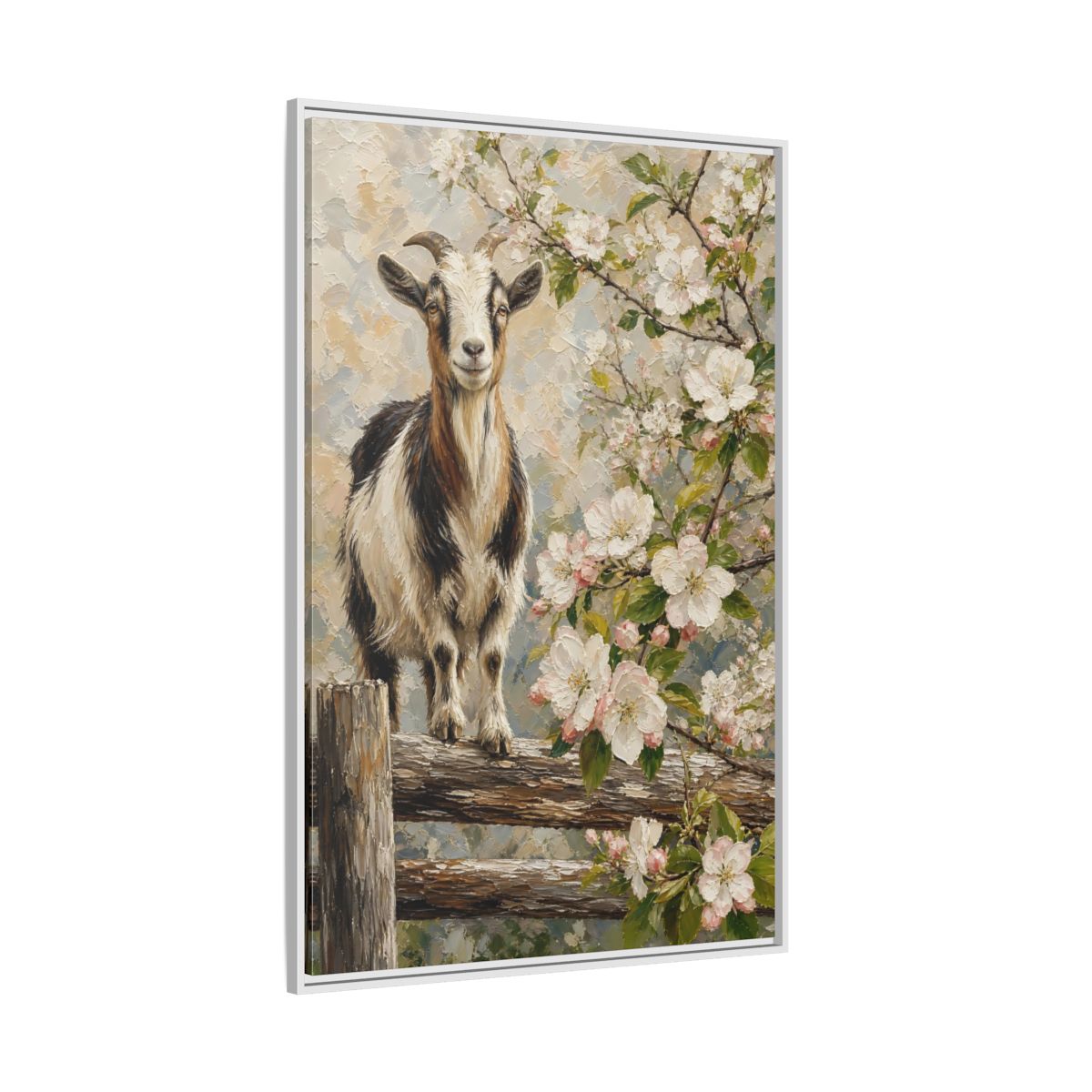 Side Mockup 7. Animals Goat Pastel Goat shown as stretched canvas wall art